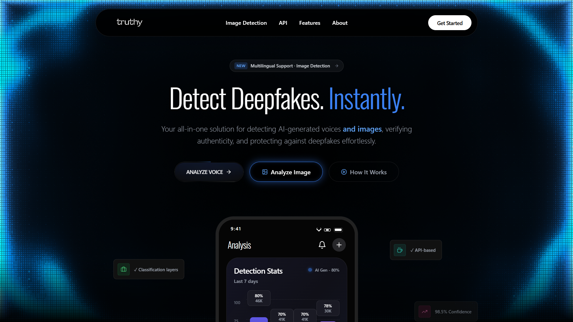 Truthy deepfake detection analysis interface